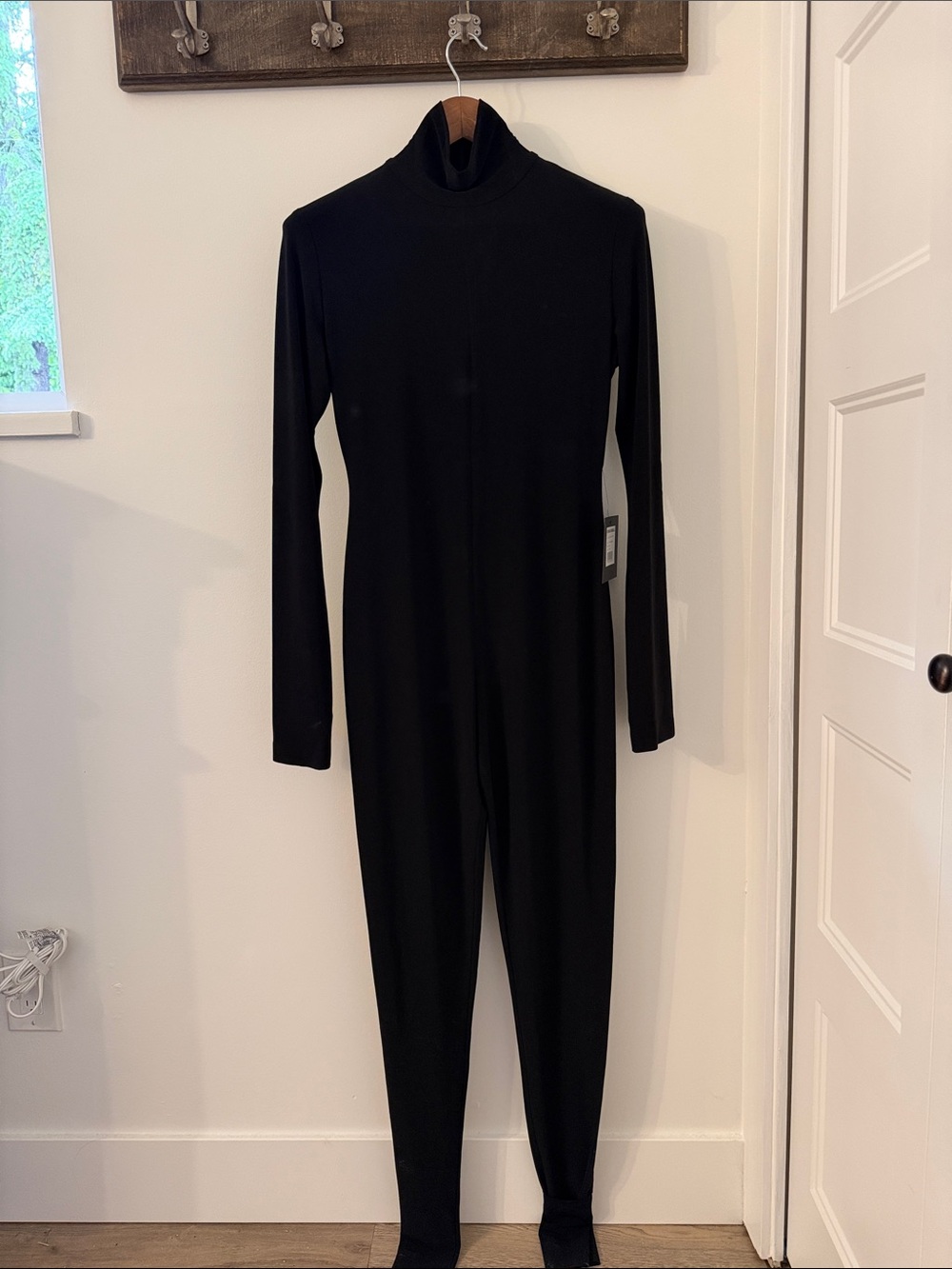 Norma Kamali Black Long-Sleeve Mock Neck Jumpsuit Black size M NWT